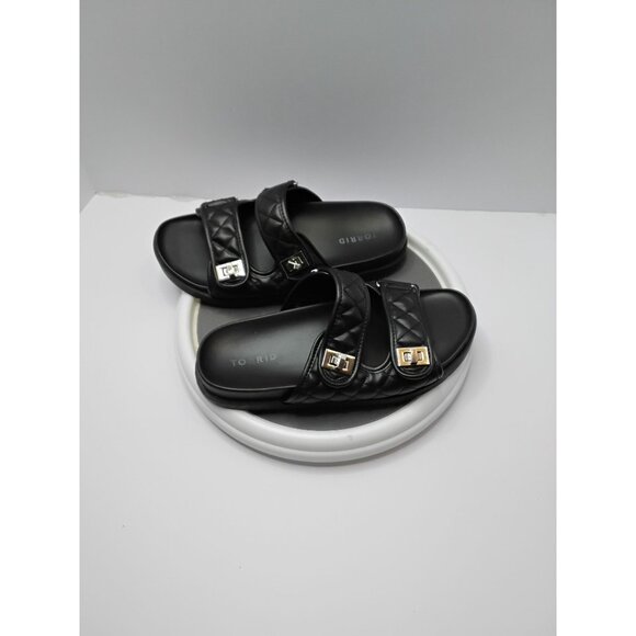 Torrid Womens Black Quilted Double Strap Slide Sandals W/ Silver Buckles Size 7. - Picture 3 of 7